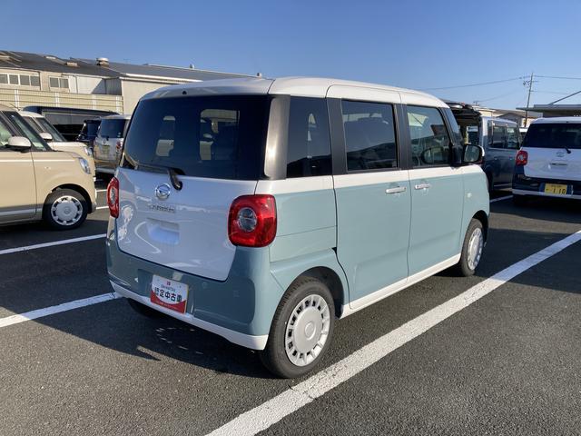 ムーヴキャンバスストライプスＸ１４インチフルホイールキャップ　キーフリーシステム　プッシュボタンスタート　ＵＶカットガラス　両側パワースライドドア　ハロゲンヘッドライト　ラゲージアンダーボックス（静岡県）の中古車