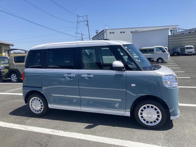 ムーヴキャンバスストライプスＸ１４インチフルホイールキャップ　キーフリーシステム　プッシュボタンスタート　ＵＶカットガラス　両側パワースライドドア　ハロゲンヘッドライト　ラゲージアンダーボックス（静岡県）の中古車