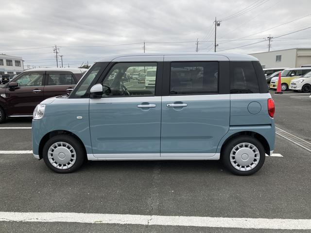 ムーヴキャンバスストライプスＸ１４インチフルホイールキャップ　キーフリーシステム　プッシュボタンスタート　ＵＶカットガラス　両側パワースライドドア　ハロゲンヘッドライト　ラゲージアンダーボックス（静岡県）の中古車