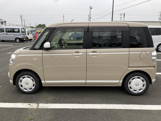 ムーヴキャンバスＧホワイトアクセントリミテッド　ＳＡIII１４インチフルホイールキャップ　ＬＥＤヘッドランプ　キーフリーシステム　両側パワースライドドア　オートエアコン（プッシュ式）　オートライト　置きラクボックス（静岡県）の中古車