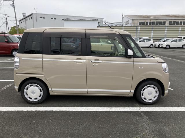 ムーヴキャンバスＧホワイトアクセントリミテッド　ＳＡIII１４インチフルホイールキャップ　ＬＥＤヘッドランプ　キーフリーシステム　両側パワースライドドア　オートエアコン（プッシュ式）　オートライト　置きラクボックス（静岡県）の中古車