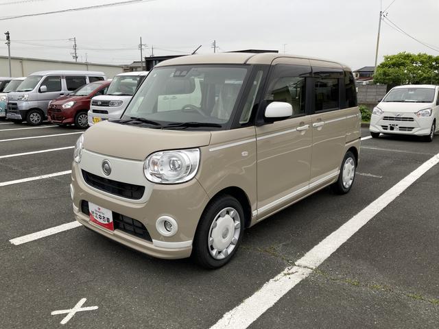 ムーヴキャンバスＧホワイトアクセントリミテッド　ＳＡIII１４インチフルホイールキャップ　ＬＥＤヘッドランプ　キーフリーシステム　両側パワースライドドア　オートエアコン（プッシュ式）　オートライト　置きラクボックス（静岡県）の中古車