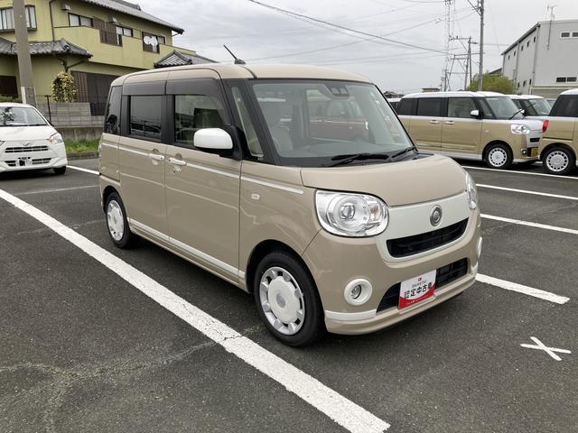 ムーヴキャンバスＧホワイトアクセントリミテッド　ＳＡIII１４インチフルホイールキャップ　ＬＥＤヘッドランプ　キーフリーシステム　両側パワースライドドア　オートエアコン（プッシュ式）　オートライト　置きラクボックス（静岡県）の中古車