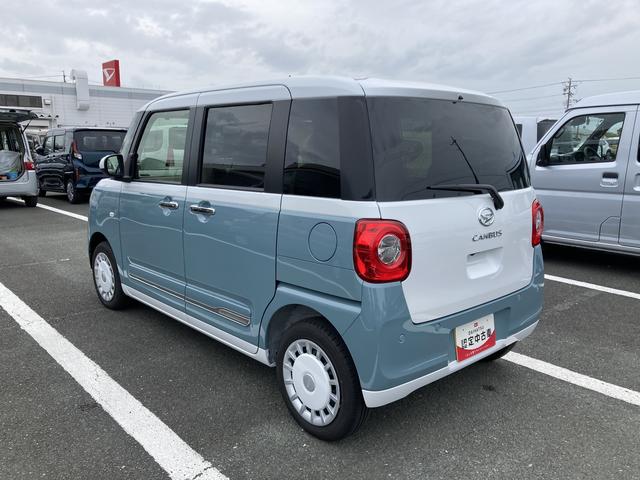 ムーヴキャンバスストライプスＧ１４インチフルホイールキャップ　ＬＥＤヘッドランプ　ＬＥＤフォグランプ　ホっとカップホルダー　両側パワースライドドア　キーフリーシステム　プッシュボタンスタート　ＵＶカットガラス（静岡県）の中古車