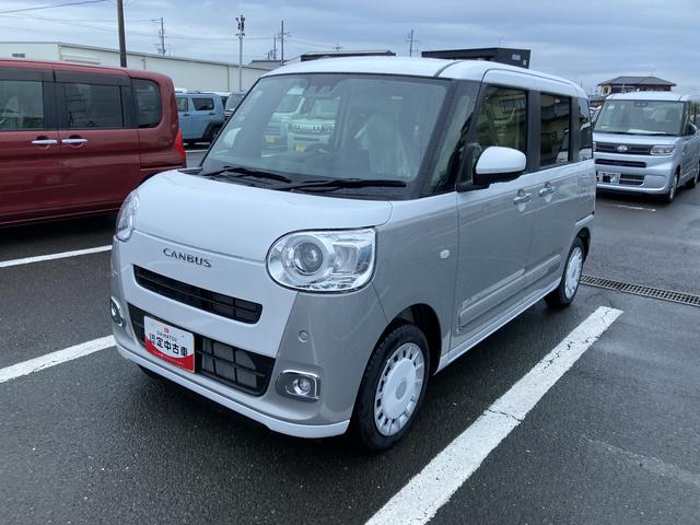 ムーヴキャンバスストライプスG14インチフルホイールキャップ LEDヘッドランプ LEDフォグランプ ホっとカップホルダー 両側パワースライドドア キーフリーシステム プッシュボタンスタート UVカットガラス(静岡県)の中古車