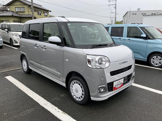 ムーヴキャンバスストライプスＧ１４インチフルホイールキャップ　ＬＥＤヘッドランプ　ＬＥＤフォグランプ　ホっとカップホルダー　両側パワースライドドア　キーフリーシステム　プッシュボタンスタート　ＵＶカットガラス（静岡県）の中古車