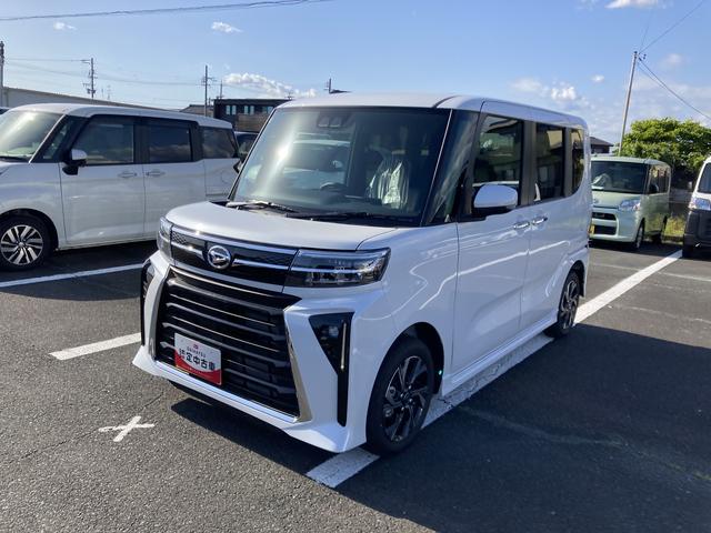タントカスタムX14インチアルミホイール 大型エアロバンパー フルLEDヘッドランプ オート格納式カラードドアミラー 両側パワースライドドア キーフリーシステム プッシュボタンスタート(静岡県)の中古車