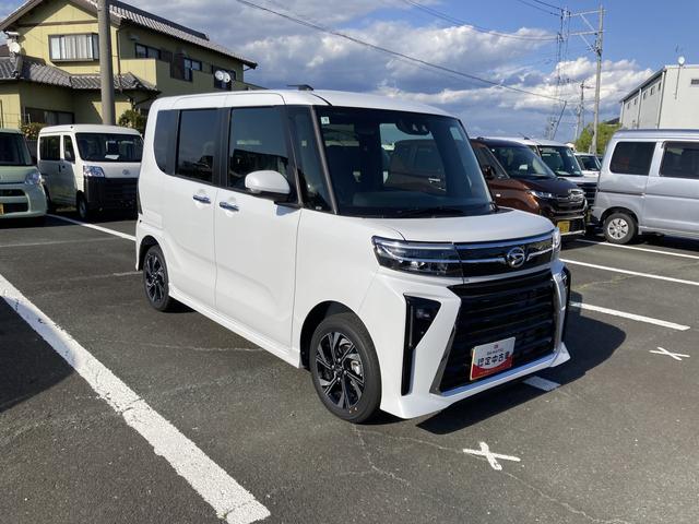 タントカスタムX14インチアルミホイール 大型エアロバンパー フルLEDヘッドランプ オート格納式カラードドアミラー 両側パワースライドドア キーフリーシステム プッシュボタンスタート(静岡県)の中古車