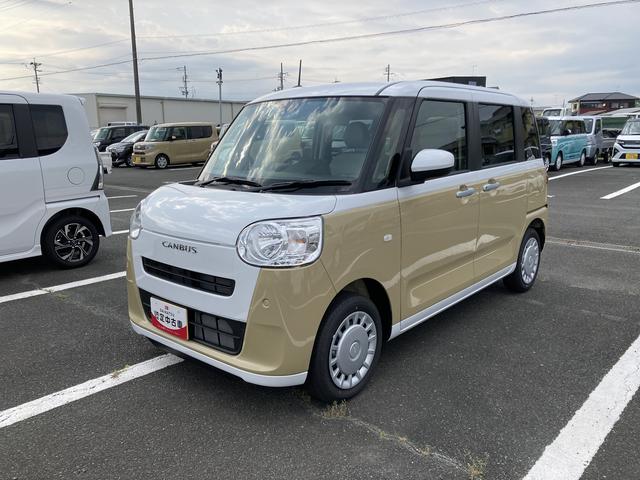 ムーヴキャンバスストライプスX14インチフルホイールキャップ キーフリーシステム プッシュボタンスタート UVカットガラス 両側パワースライドドア ハロゲンヘッドライト ラゲージアンダーボックス(静岡県)の中古車