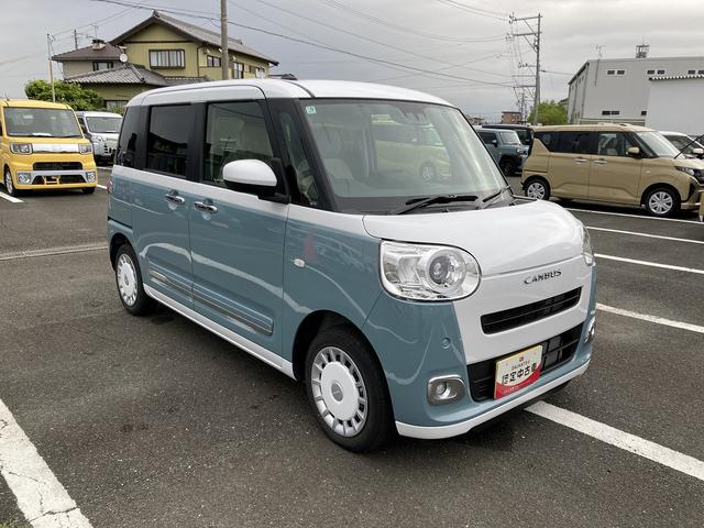 ムーヴキャンバスストライプスＧ１４インチフルホイールキャップ　ＬＥＤヘッドランプ　ＬＥＤフォグランプ　ホっとカップホルダー　両側パワースライドドア　キーフリーシステム　プッシュボタンスタート　ＵＶカットガラス（静岡県）の中古車