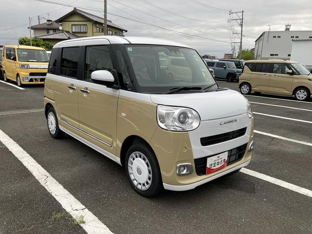 ムーヴキャンバスストライプスＧ１４インチフルホイールキャップ　ＬＥＤヘッドランプ　ＬＥＤフォグランプ　ホっとカップホルダー　両側パワースライドドア　キーフリーシステム　プッシュボタンスタート　ＵＶカットガラス（静岡県）の中古車