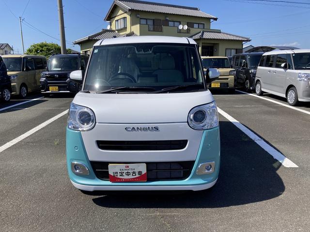 ムーヴキャンバスストライプスG14インチフルホイールキャップ LEDヘッドランプ LEDフォグランプ ホっとカップホルダー 両側パワースライドドア キーフリーシステム プッシュボタンスタート UVカットガラス(静岡県)の中古車
