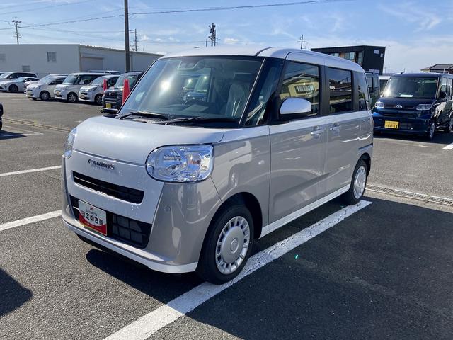 ムーヴキャンバスストライプスX14インチフルホイールキャップ キーフリーシステム プッシュボタンスタート UVカットガラス 両側パワースライドドア ハロゲンヘッドライト ラゲージアンダーボックス(静岡県)の中古車