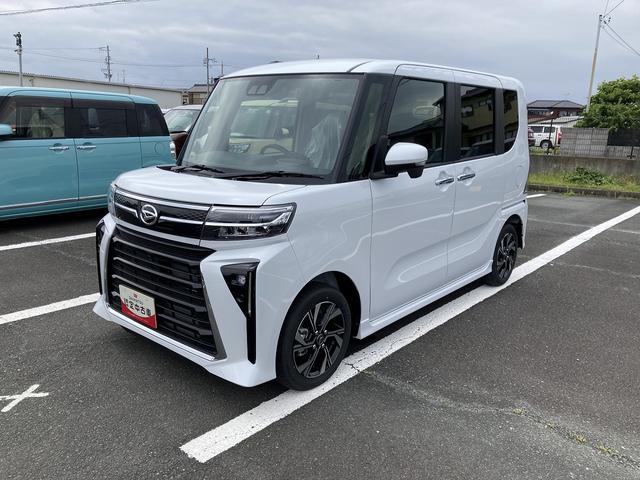 タントカスタムX14インチアルミホイール 大型エアロバンパー フルLEDヘッドランプ オート格納式カラードドアミラー 両側パワースライドドア キーフリーシステム プッシュボタンスタート(静岡県)の中古車
