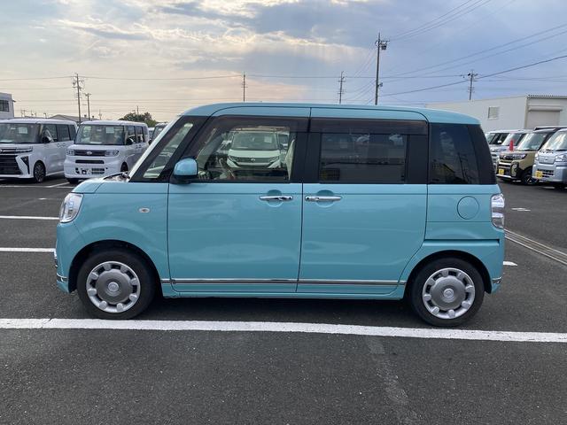ムーヴキャンバスＧメイクアップ　ＳＡII１４インチフルホイールキャップ　ＬＥＤヘッドランプ　キーフリーシステム　両側パワースライドドア　オートエアコン（プッシュ式）　オートライト　置きラクボックス（静岡県）の中古車