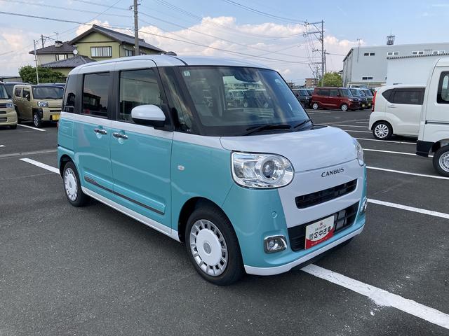 ムーヴキャンバスストライプスＧターボ１４インチフルホイールキャップ　ＬＥＤヘッドランプ　ＬＥＤフォグランプ　ホっとカップホルダー　両側パワースライドドア　キーフリーシステム　プッシュボタンスタート　ＵＶカットガラス（静岡県）の中古車