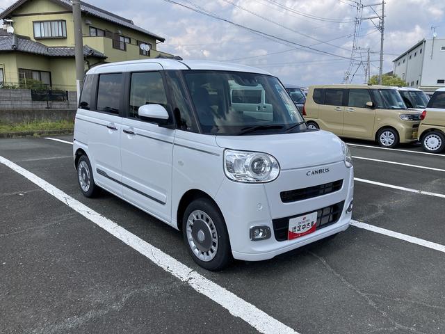 ムーヴキャンバスセオリーＧ１４インチフルホイールキャップ　ＬＥＤヘッドランプ　ＬＥＤフォグランプ　ホっとカップホルダー　両側パワースライドドア　キーフリーシステム　プッシュボタンスタート　ＵＶカットガラス（静岡県）の中古車