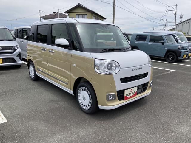 ムーヴキャンバスストライプスＧ１４インチフルホイールキャップ　ＬＥＤヘッドランプ　ＬＥＤフォグランプ　ホっとカップホルダー　両側パワースライドドア　キーフリーシステム　プッシュボタンスタート　ＵＶカットガラス（静岡県）の中古車