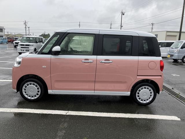 ムーヴキャンバスストライプスＸ１４インチフルホイールキャップ　キーフリーシステム　プッシュボタンスタート　ＵＶカットガラス　両側パワースライドドア　ハロゲンヘッドライト　ラゲージアンダーボックス（静岡県）の中古車