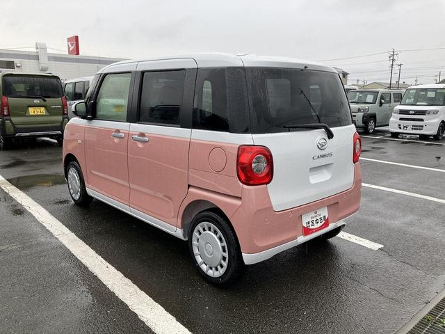 ムーヴキャンバスストライプスＸ１４インチフルホイールキャップ　キーフリーシステム　プッシュボタンスタート　ＵＶカットガラス　両側パワースライドドア　ハロゲンヘッドライト　ラゲージアンダーボックス（静岡県）の中古車
