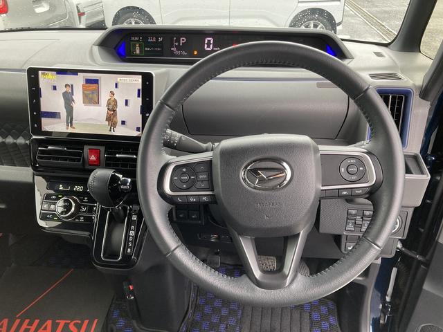 タントカスタムRSセレクション15インチアルミホイール 大型エアロバンパー フルLEDヘッドランプ オート格納式カラードドアミラー 革巻ステアリングホイール 両側パワースライドドア(静岡県)の中古車