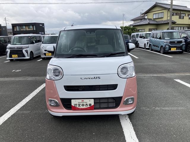 ムーヴキャンバスストライプスG14インチフルホイールキャップ LEDヘッドランプ LEDフォグランプ ホっとカップホルダー 両側パワースライドドア キーフリーシステム プッシュボタンスタート UVカットガラス(静岡県)の中古車