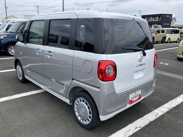ムーヴキャンバスストライプスX14インチフルホイールキャップ キーフリーシステム プッシュボタンスタート UVカットガラス 両側パワースライドドア ハロゲンヘッドライト ラゲージアンダーボックス(静岡県)の中古車