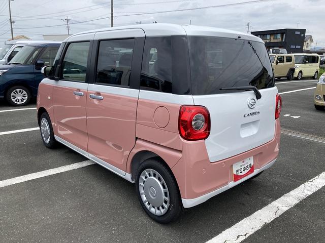 ムーヴキャンバスストライプスX14インチフルホイールキャップ キーフリーシステム プッシュボタンスタート UVカットガラス 両側パワースライドドア ハロゲンヘッドライト ラゲージアンダーボックス(静岡県)の中古車