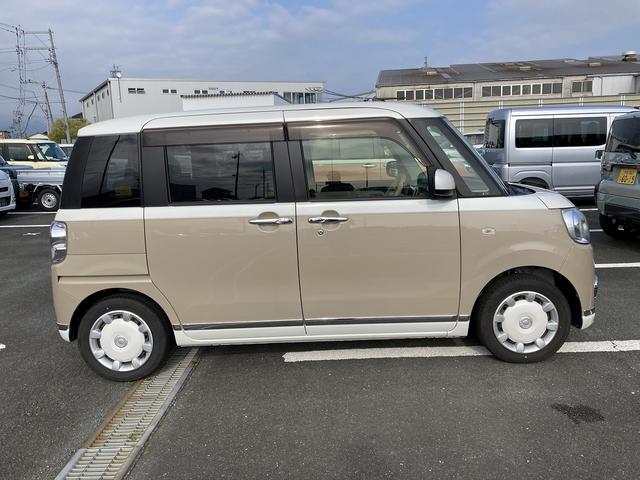ムーヴキャンバスGメイクアップ SAIII14インチフルホイールキャップ LEDヘッドランプ キーフリーシステム 両側パワースライドドア オートエアコン(プッシュ式) オートライト 置きラクボックス(静岡県)の中古車