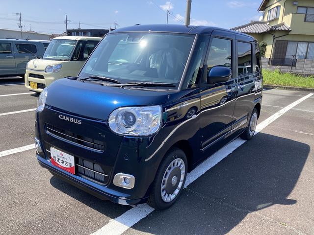 ムーヴキャンバスセオリーG14インチフルホイールキャップ キーフリーシステム プッシュボタンスタート UVカットガラス 両側パワースライドドア ハロゲンヘッドライト ラゲージアンダーボックス(静岡県)の中古車