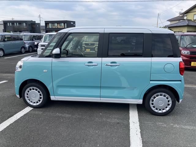 ムーヴキャンバスストライプスX14インチフルホイールキャップ キーフリーシステム プッシュボタンスタート UVカットガラス 両側パワースライドドア ハロゲンヘッドライト ラゲージアンダーボックス(静岡県)の中古車