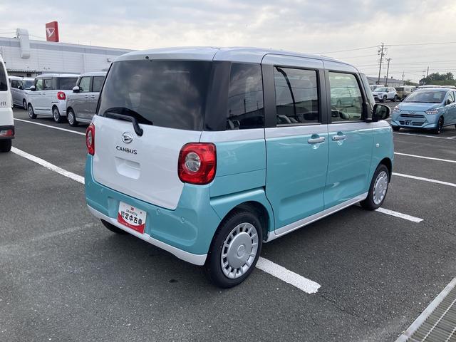 ムーヴキャンバスストライプスX14インチフルホイールキャップ キーフリーシステム プッシュボタンスタート UVカットガラス 両側パワースライドドア ハロゲンヘッドライト ラゲージアンダーボックス(静岡県)の中古車