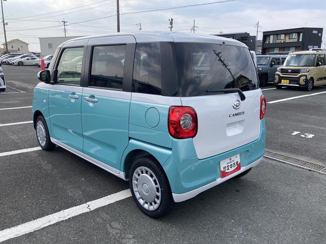 ムーヴキャンバスストライプスX14インチフルホイールキャップ キーフリーシステム プッシュボタンスタート UVカットガラス 両側パワースライドドア ハロゲンヘッドライト ラゲージアンダーボックス(静岡県)の中古車