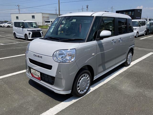 ムーヴキャンバスストライプスＸ１４インチフルホイールキャップ　キーフリーシステム　プッシュボタンスタート　ＵＶカットガラス　両側パワースライドドア　ハロゲンヘッドライト　ラゲージアンダーボックス（静岡県）の中古車