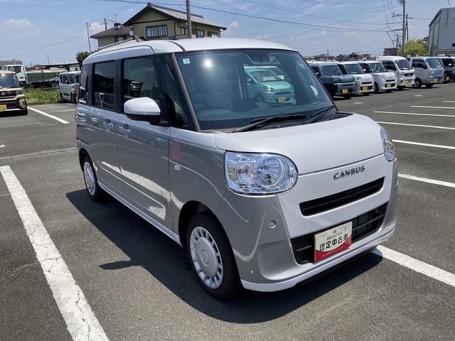 ムーヴキャンバスストライプスＸ１４インチフルホイールキャップ　キーフリーシステム　プッシュボタンスタート　ＵＶカットガラス　両側パワースライドドア　ハロゲンヘッドライト　ラゲージアンダーボックス（静岡県）の中古車