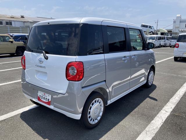ムーヴキャンバスストライプスＸ１４インチフルホイールキャップ　キーフリーシステム　プッシュボタンスタート　ＵＶカットガラス　両側パワースライドドア　ハロゲンヘッドライト　ラゲージアンダーボックス（静岡県）の中古車
