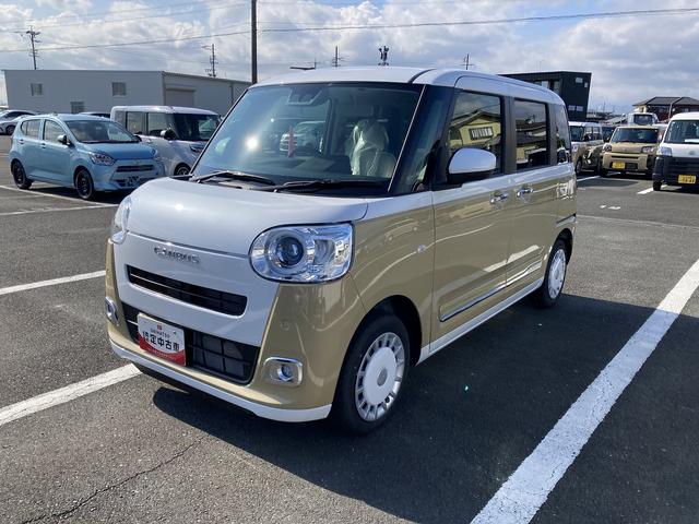 ムーヴキャンバスストライプスG14インチフルホイールキャップ LEDヘッドランプ LEDフォグランプ ホっとカップホルダー 両側パワースライドドア キーフリーシステム プッシュボタンスタート UVカットガラス(静岡県)の中古車