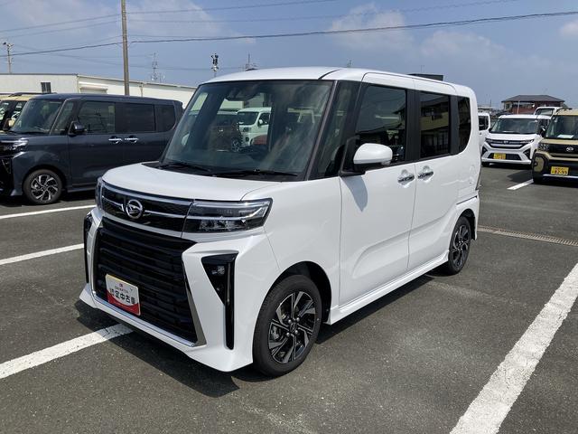 タントカスタムX14インチアルミホイール 大型エアロバンパー フルLEDヘッドランプ オート格納式カラードドアミラー 両側パワースライドドア キーフリーシステム プッシュボタンスタート(静岡県)の中古車