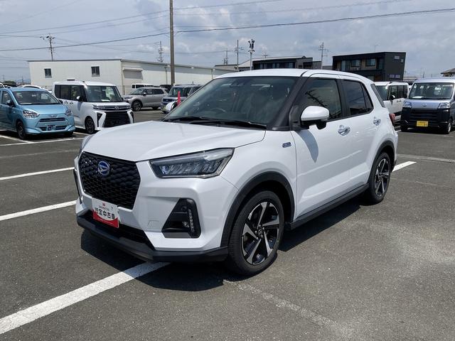 ロッキープレミアムＧ　ＨＥＶ１７インチアルミホイール　ＵＶＩＲカット遮音ガラス　フルＬＥＤヘッドランプ　キーフリーシステム　革巻きステアリングホイール　本革シフトノブ　アクティブマルチインフォメーションメーター（静岡県）の中古車