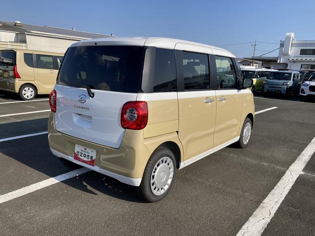 ムーヴキャンバスストライプスX14インチフルホイールキャップ キーフリーシステム プッシュボタンスタート UVカットガラス 両側パワースライドドア ハロゲンヘッドライト ラゲージアンダーボックス(静岡県)の中古車
