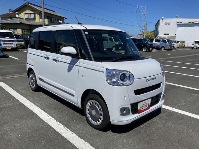 ムーヴキャンバスセオリーG14インチフルホイールキャップ LEDヘッドランプ LEDフォグランプ ホっとカップホルダー 両側パワースライドドア キーフリーシステム プッシュボタンスタート UVカットガラス(静岡県)の中古車