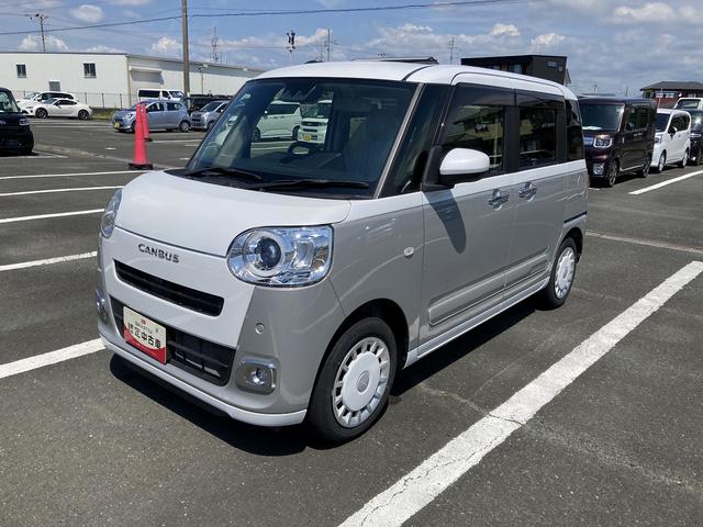 ムーヴキャンバスストライプスＧ１４インチフルホイールキャップ　ＬＥＤヘッドランプ　ＬＥＤフォグランプ　ホっとカップホルダー　両側パワースライドドア　キーフリーシステム　プッシュボタンスタート　ＵＶカットガラス（静岡県）の中古車