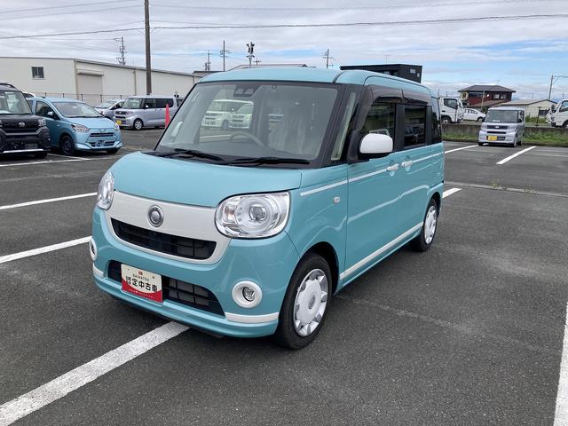 ムーヴキャンバスGホワイトアクセントリミテッド SAIII14インチフルホイールキャップ LEDヘッドランプ キーフリーシステム 両側パワースライドドア オートエアコン(プッシュ式) オートライト 置きラクボックス(静岡県)の中古車