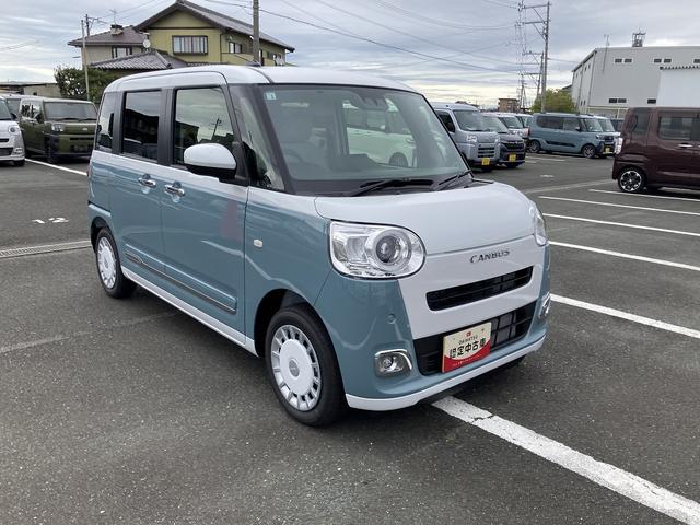 ムーヴキャンバスストライプスＧ１４インチフルホイールキャップ　ＬＥＤヘッドランプ　ＬＥＤフォグランプ　ホっとカップホルダー　両側パワースライドドア　キーフリーシステム　プッシュボタンスタート　ＵＶカットガラス（静岡県）の中古車