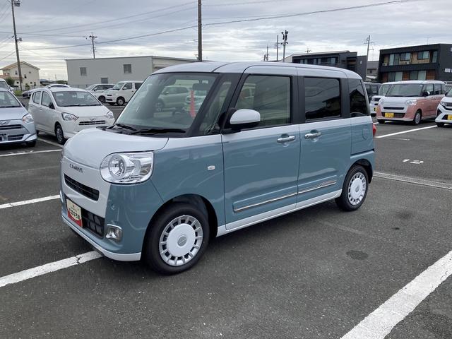 ムーヴキャンバスストライプスＧ１４インチフルホイールキャップ　ＬＥＤヘッドランプ　ＬＥＤフォグランプ　ホっとカップホルダー　両側パワースライドドア　キーフリーシステム　プッシュボタンスタート　ＵＶカットガラス（静岡県）の中古車