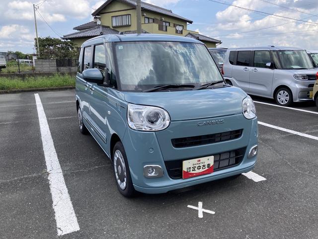 ムーヴキャンバスセオリーG14インチフルホイールキャップ LEDヘッドランプ LEDフォグランプ ホっとカップホルダー 両側パワースライドドア キーフリーシステム プッシュボタンスタート UVカットガラス(静岡県)の中古車