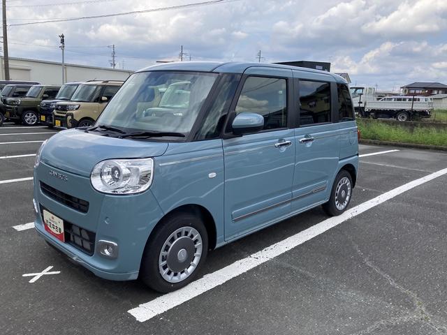 ムーヴキャンバスセオリーG14インチフルホイールキャップ LEDヘッドランプ LEDフォグランプ ホっとカップホルダー 両側パワースライドドア キーフリーシステム プッシュボタンスタート UVカットガラス(静岡県)の中古車