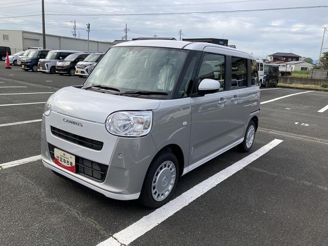 ムーヴキャンバスストライプスＸ１４インチフルホイールキャップ　キーフリーシステム　ＵＶカットガラス　両側パワースライドドア　ハロゲンヘッドライト　ラゲージアンダーボックス　ディスプレイオーディオ　バックカメラ（静岡県）の中古車