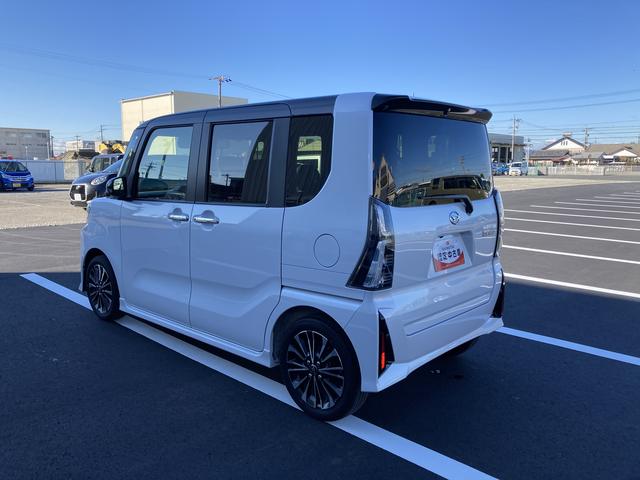 タントカスタムＲＳ１５インチアルミホイール　大型エアロバンパー　フルＬＥＤヘッドランプ　オート格納式カラードドアミラー　本革巻ステアリングホイール	プッシュボタンスタート　キーフリーシステム（静岡県）の中古車