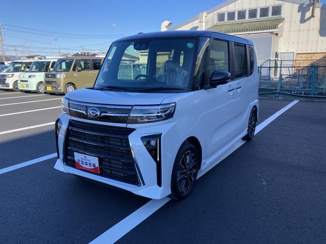 タントカスタムＲＳ１５インチアルミホイール　大型エアロバンパー　フルＬＥＤヘッドランプ　オート格納式カラードドアミラー　本革巻ステアリングホイール	プッシュボタンスタート　キーフリーシステム（静岡県）の中古車